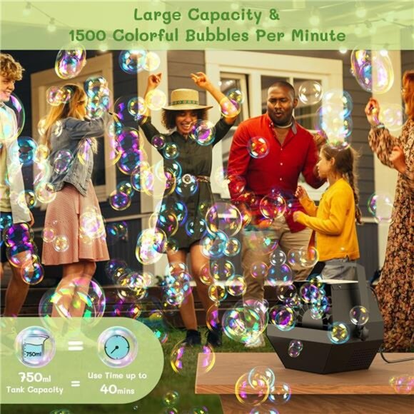 Bubble Machine: Remote Control 750ML Metal Bubble Blower Machine - Picture 3 of 7